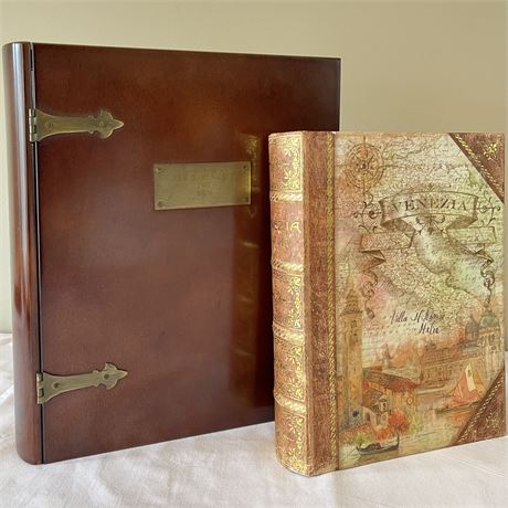 Fake Book Wood Keepsake Boxes by The Bombay Company & Unmarked