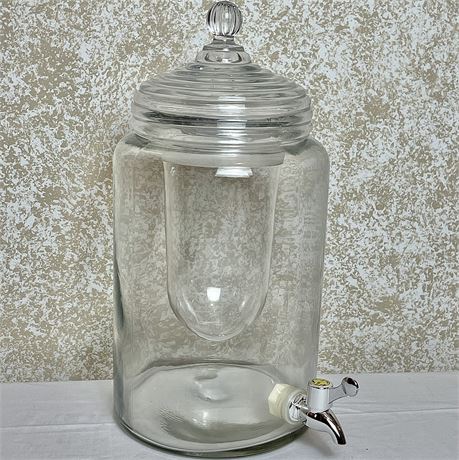 Longaberger "Keep it Cool" Glass Drink Dispenser with Ice Chamber