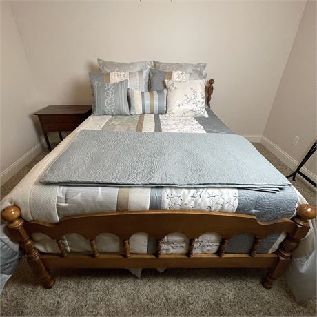 Full/Queen Size Bed Frame with Full Size Mattress and Box Spring (NO BEDDING)