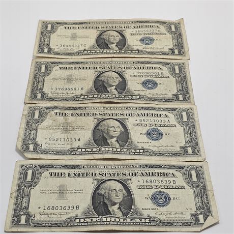 (4) 1957 Silver Certificate Star Notes