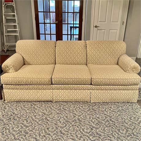 Ethan Allen Roll-Arm Skirted 3 Seated Sofa