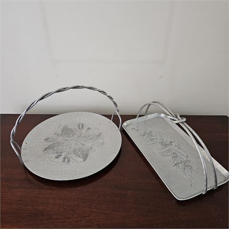 Canterbury Basket Serving Tray & Everlast Metal Serving Dish w/Handles