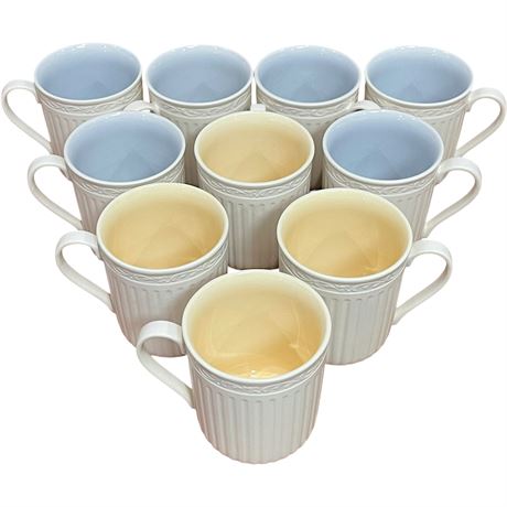 (10 Total) Mikasa "Italian Blue" & "Italian Saffron" Mugs