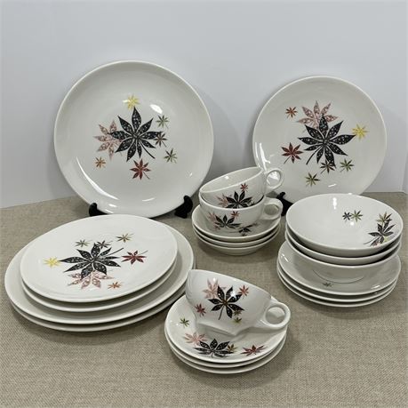 Service for 3 Mid-Century Peter Tennis Shenango "Calico Leaves" 7 Pc Serving Set