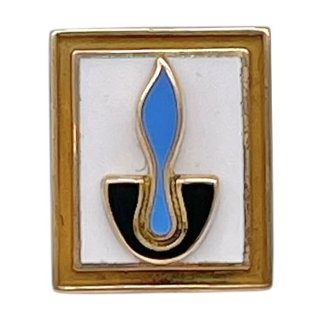 10K Yellow Gold Retro Abstract Blue Flame Pin
