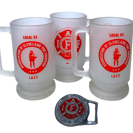 International Association of Fire Fighters Local 93 Frosted Mugs & Belt Buckle