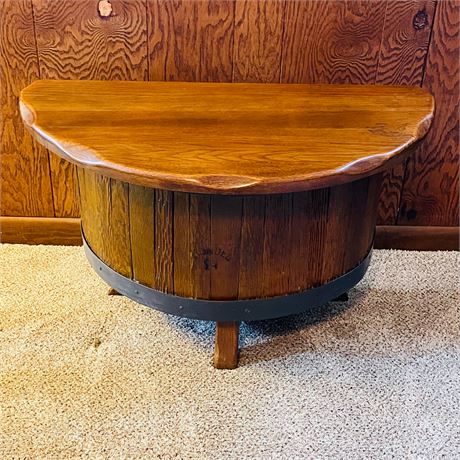 Vintage Authentic Whiskey Barrel End Table (1 of 2)