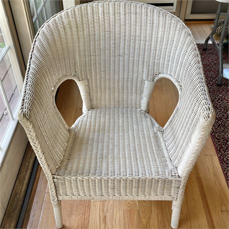 White Wicker Patio Arm Chair