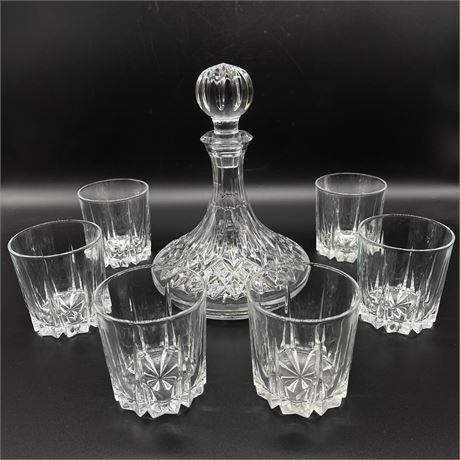 Crystal Decanter with 6 Whisky Glasses