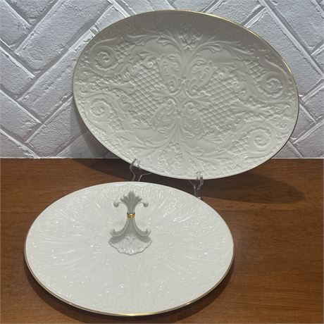 Lenox Hand Decorated w/ 24K Gold Porcelain Serving Trays