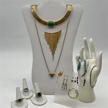Gold Toned Costume Jewelry Grouping