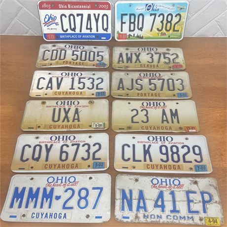 Dozen Vtg Ohio License Plates