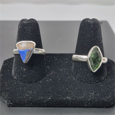 2 Beautiful Sterling & Gemstone Rings
