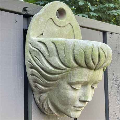 Vtg Henri Studio Terracotta Lady Head Wall Pocket Planter