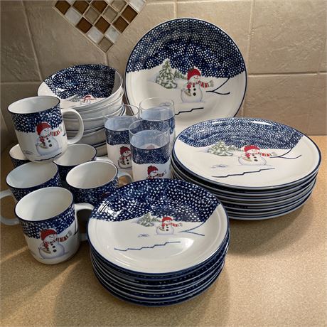 Thomson Pottery Snowman Dinnerware (see description)