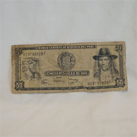 50 Soles de Oro banknote from Peru,