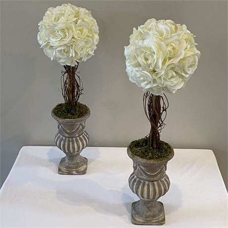 Pair of Artificial Floral Topiary Arrangements