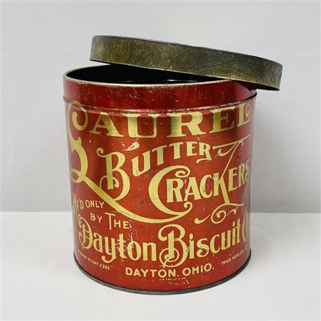 1920's Saurel Butter Crackers Tin - Dayton, Ohio