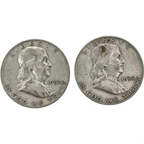 1954 Franklin Silver Half Dollar Coins
