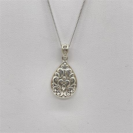 Sterling Silver Chain and Filigree Charm