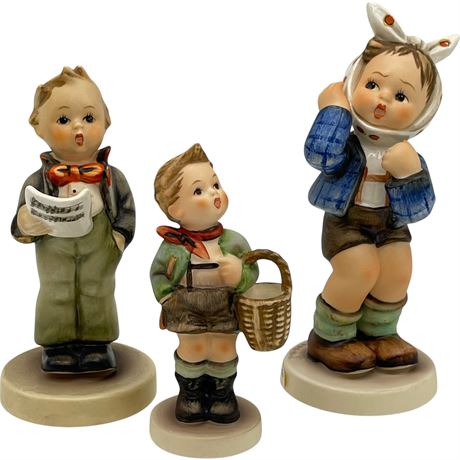 Vtg Goebel Hummel "Soloist", "Village Boy" & "Toothache" Figurines