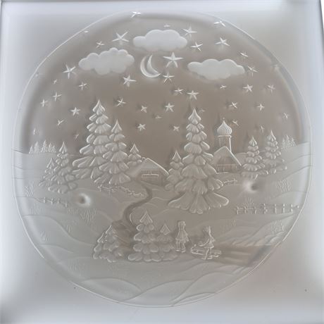 Vtg Walther Glas Frosted Christmas Plate/Platter