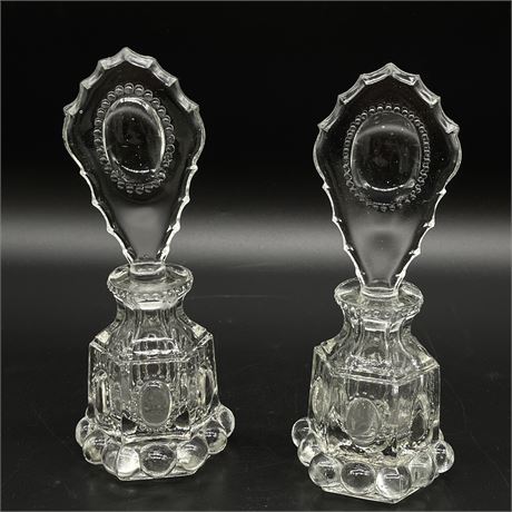 Pair of L.E. Smith Glass Perfume Bottles with Stoppers