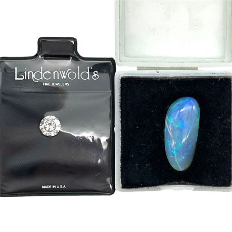 Natural Solid Opal and 1 Carat Cubic Zirconia Gemstones