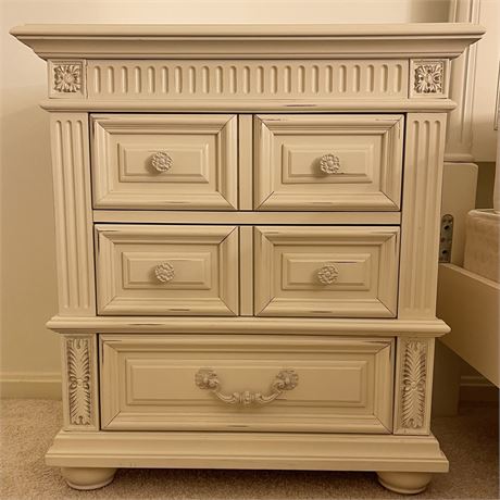French Country Distressed 3-Drawer Nightstand