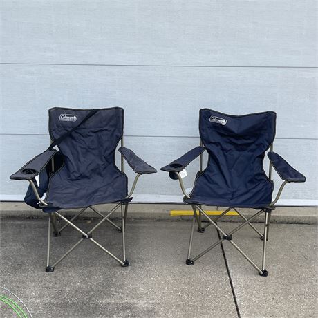 Pair of Coleman Outdoor Folding Chairs with One Sleeve