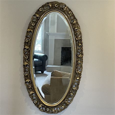 Vintage Gold Gilt Oval Wall Mirror