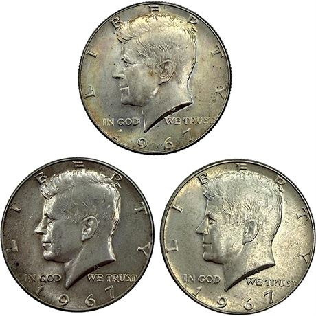 1967 Kennedy 40% Silver Half Dollar Coins
