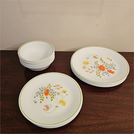 Corelle "Wildflower" Dinner Plates, Salad & Bowls