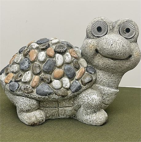 Solar-Powered Turtle Resin Garden Statue