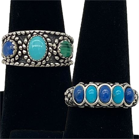 925 Sterling Silver Quoc Turquoise Navajo Q.T. & Carolyn Pollack Rings