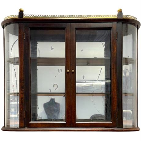 Vtg Butler Curved Glass Mirrored Small Wall Curio Cabinet