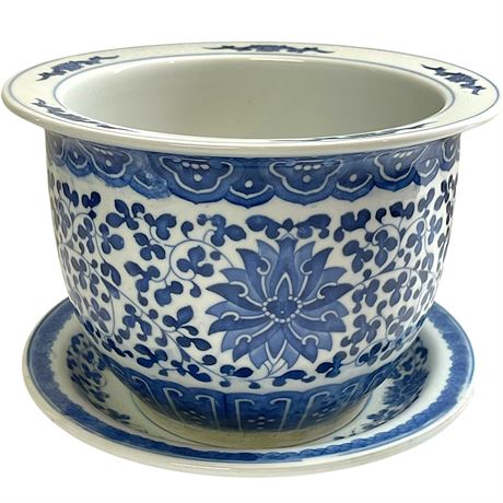 Vtg Oriental Ceramic Pot with Under Tray