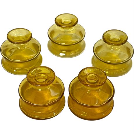 (5) Midcentury Dansk Amber Glass Oilwells