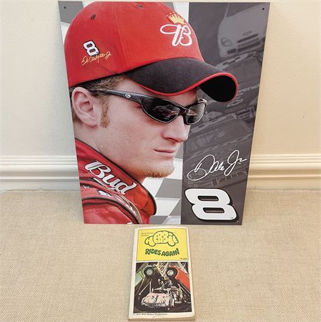 Dale Earnhardt Jr Metal Nascar Poster & Walt Disney Studios "Herbie Rides Again"