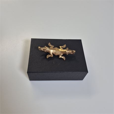 Vtg Alva Studios “Aztec Alligator God” Museum Replica Pin Pre-Columbian Style