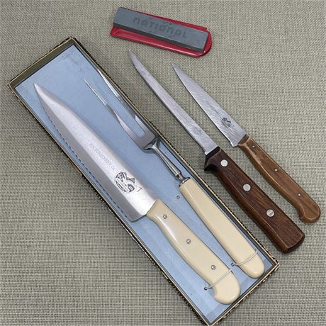Victorinox 2 Pc Carving Set with Slicing Knife, Filet Knife, & Sharpening Block