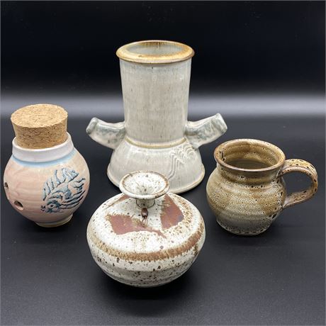 Lot of 4 Signed Pottery Pieces