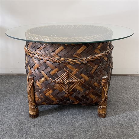 Crafted Larger Wicker Bin with Glass Top