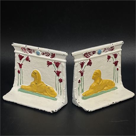 Egyptian Sphinx Cast Iron Bookends (Can Double as Doorstops)
