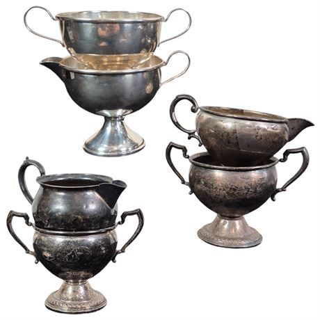 (6) Sterling Silver Weighted Cream & Sugars