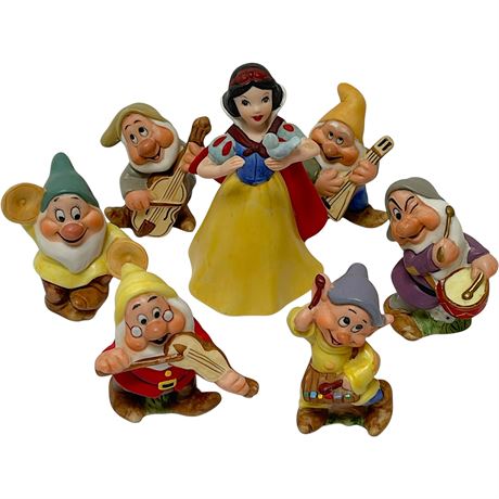 Vtg Schmid Disney Snow White and the Seven Dwarfs Ceramic Figurines (6)