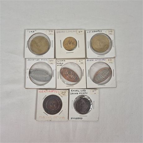 Vtg Token & Medal Lot -Eisenhower, Kennedy, Anheuser-Busch, Lions Club + More