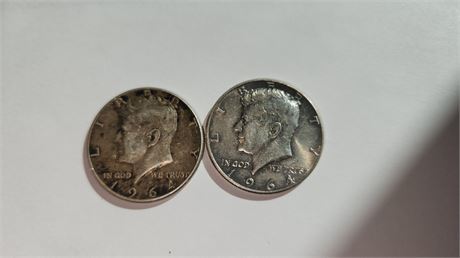 Two 1964 Kennedy Half Dollar Silver