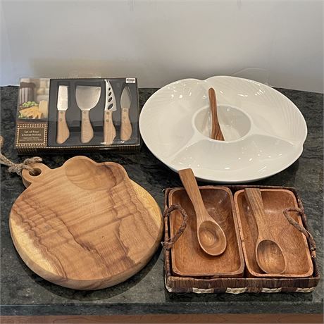 Antropology Serving Board, Ceramic and Wood Trays and Dividers