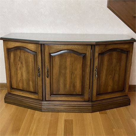 Solid Wood Buffet Server with Glass Top